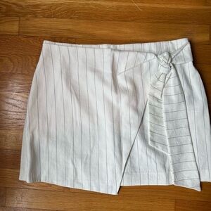 White Pinstripe Wrap Skirt